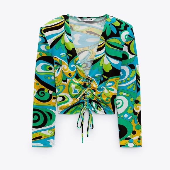Zara Tops Nwt Zara Printed Crop Top Poshmark